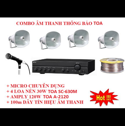 Combo lắp đặt hệ thống loa thông báo TOA nhà xưởng 2000m2