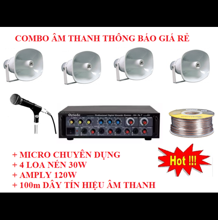 Combo hệ thống loa thông báo nhà xưởng 2000m2 giá rẻ